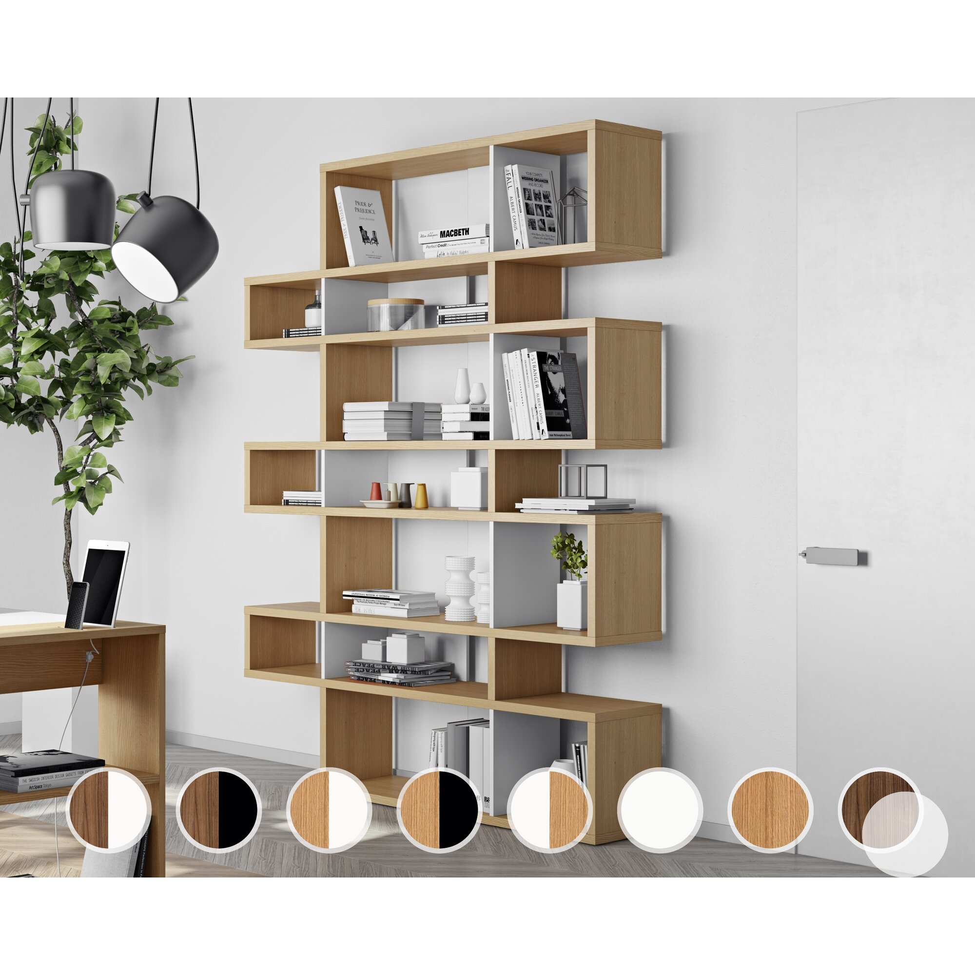 TemaHome »London« Regal III Weiß - Rückwand Eiche