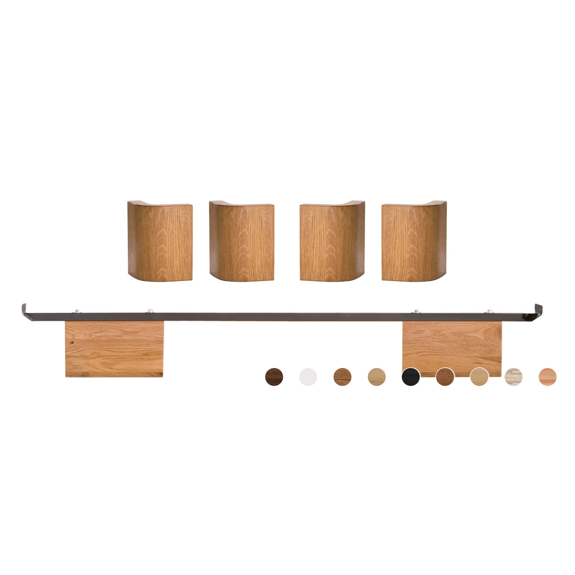 Hasena Füsse Airo 2er-Set / 20 cm / 160 cm / Eiche graphit, gebürstet, geölt