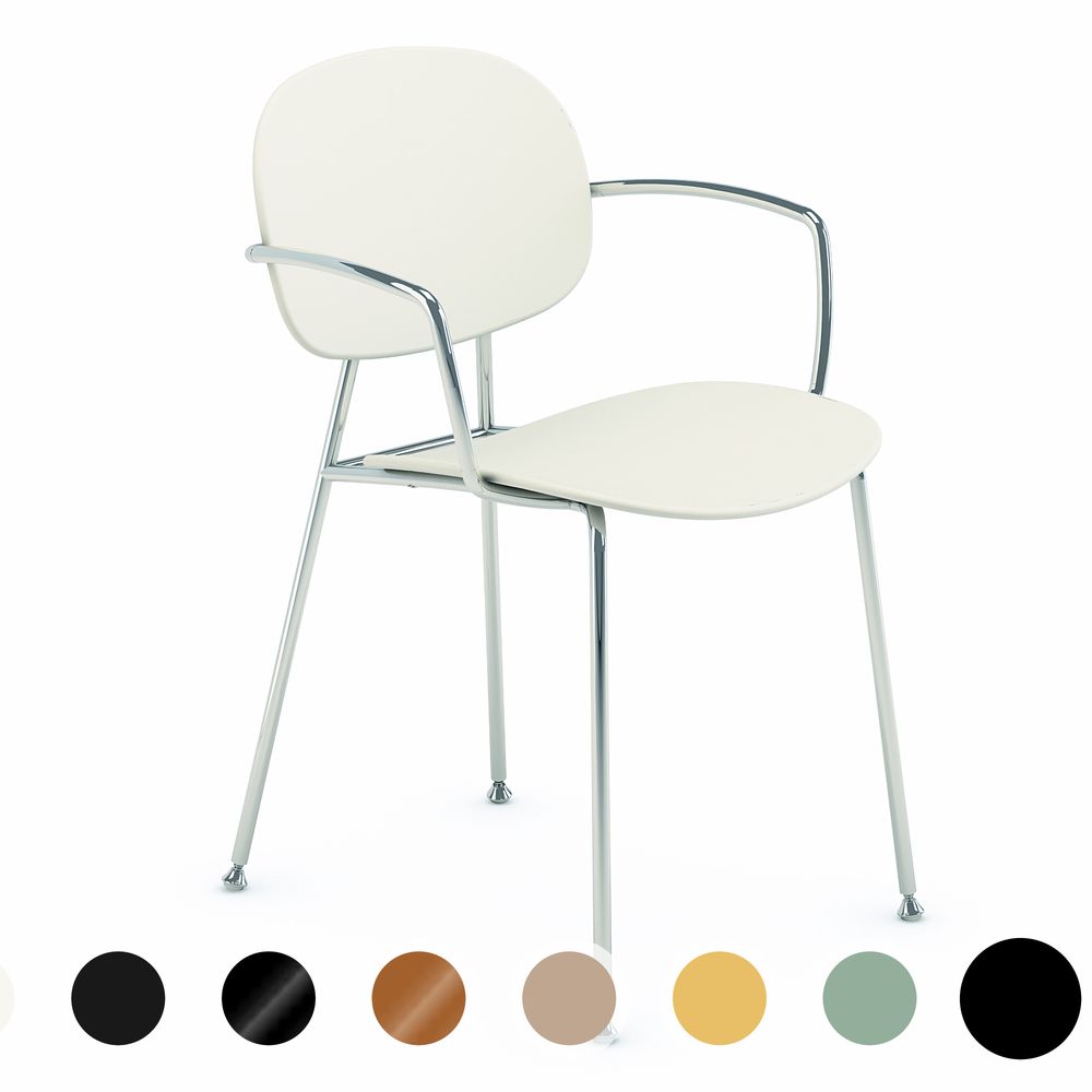 infiniti »TONDINA POP« 4 Legs mit Armlehne Designer-Stuhl AC30 Weiss matt lackiert / P480C Cipria Image