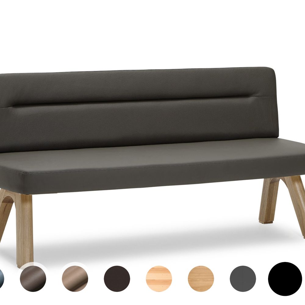 Schösswender »Ontario« 200 Polsterbank Variante A 162 cm / Echtleder MDR 0000 schwarz / Kernbuche natur Image