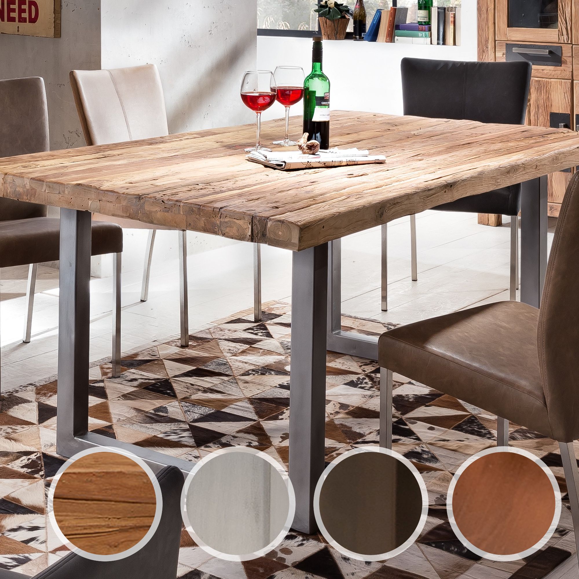 SIT Tops & Tables Esstisch Massivholz Teak 220x100 cm / Eisen antikbraun