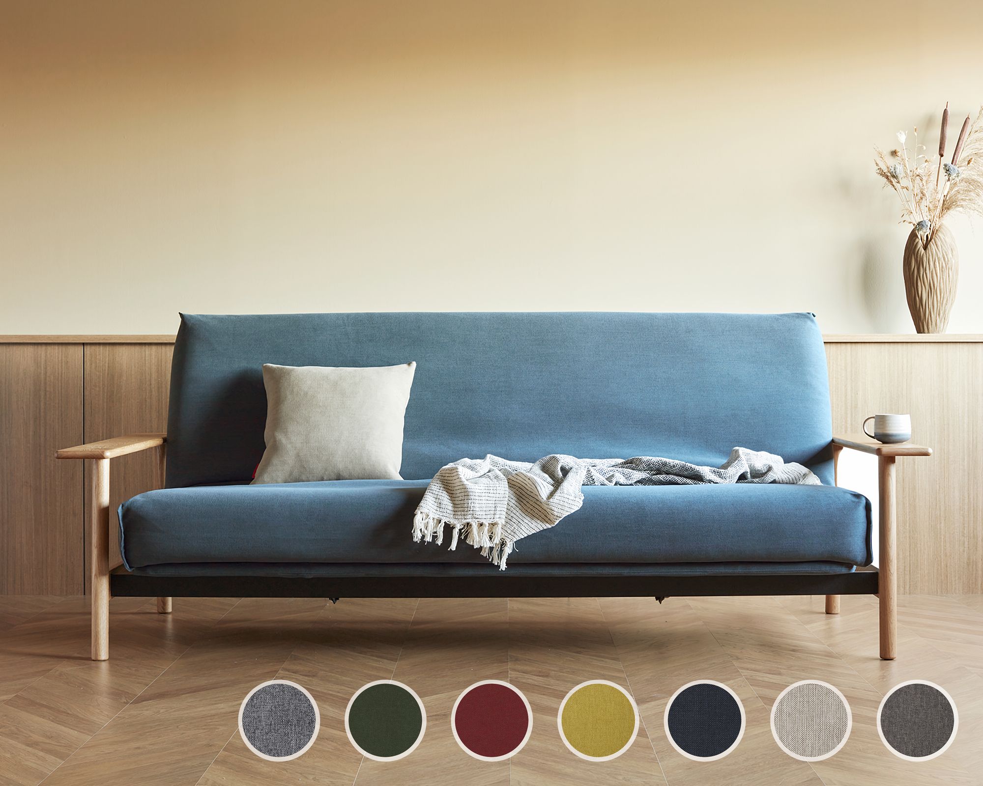 Innovation Balder Multifunktionales Klappsofa 140x200 cm / 554 Senf / Classic / mit Bezug