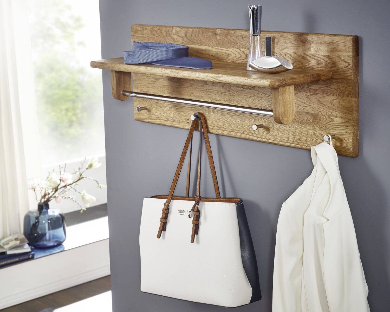 3S Frankenmöbel »Corner« Massivholz Garderobenpaneele KM-0240 / Garderobe 1 / 100 x 50 x 32,5 cm / Kernbuche geölt