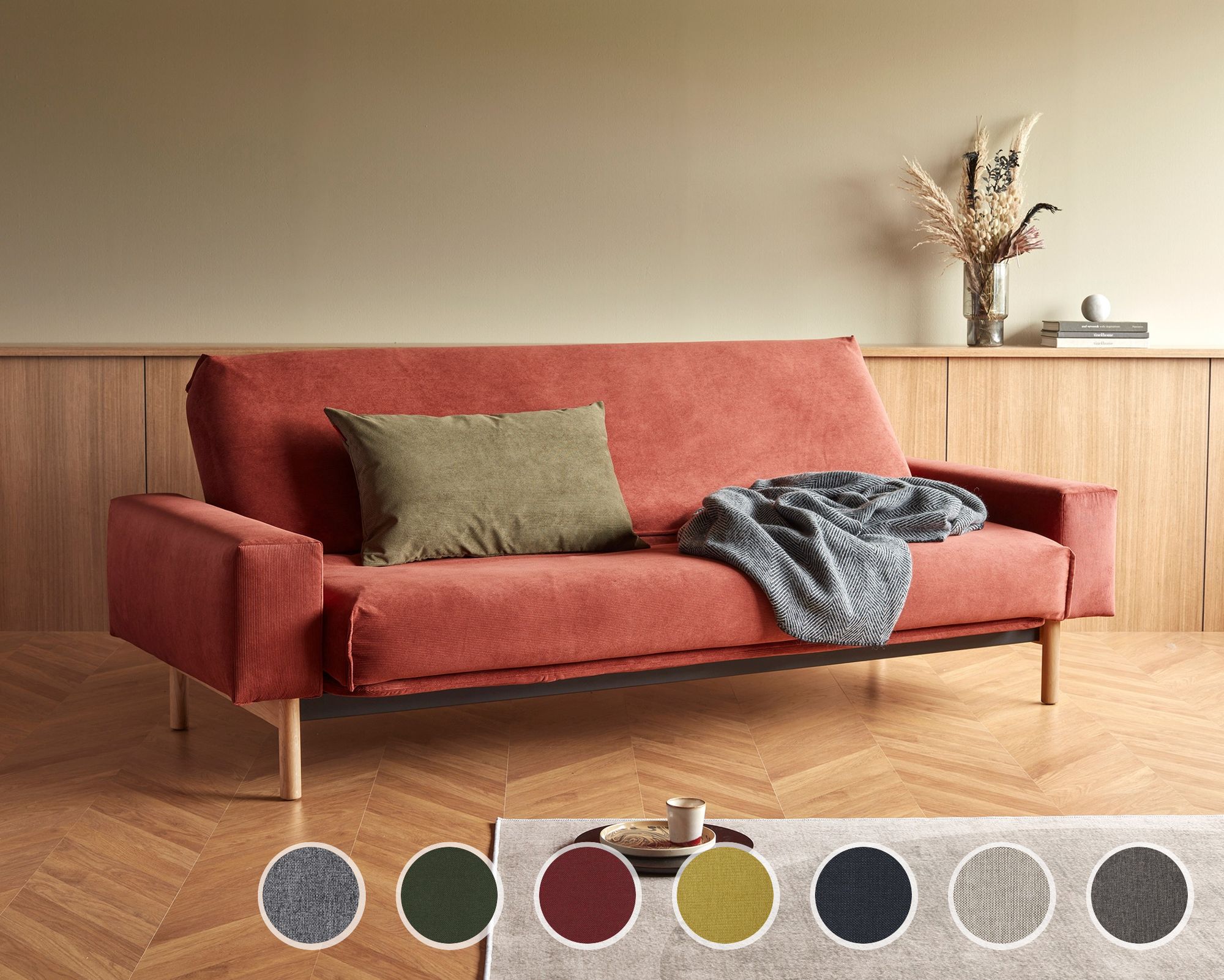 Innovation Mimer Multifunktionales Klappsofa 140x200 cm / 216 Grau / Latex / mit Bezug
