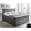 meise.möbel Boxspringbett Lenno inkl. Bettkasten 180x200 cm / Stoff Hugo 95 Anthrazit / MTTFK 1000 / H3/H3