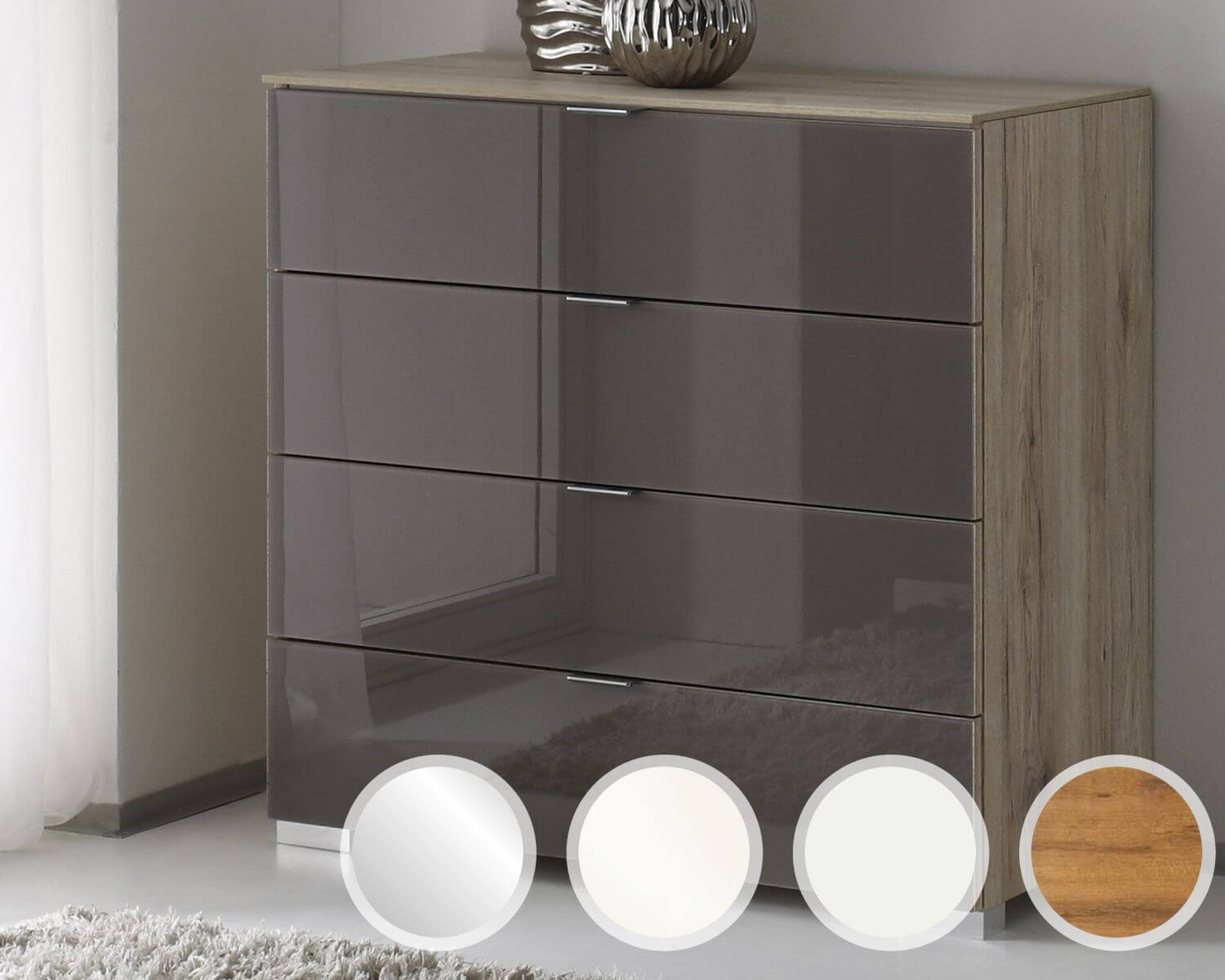 Staud »Sonate« Kommode 4SK Weiss / Spiegel / Weiss