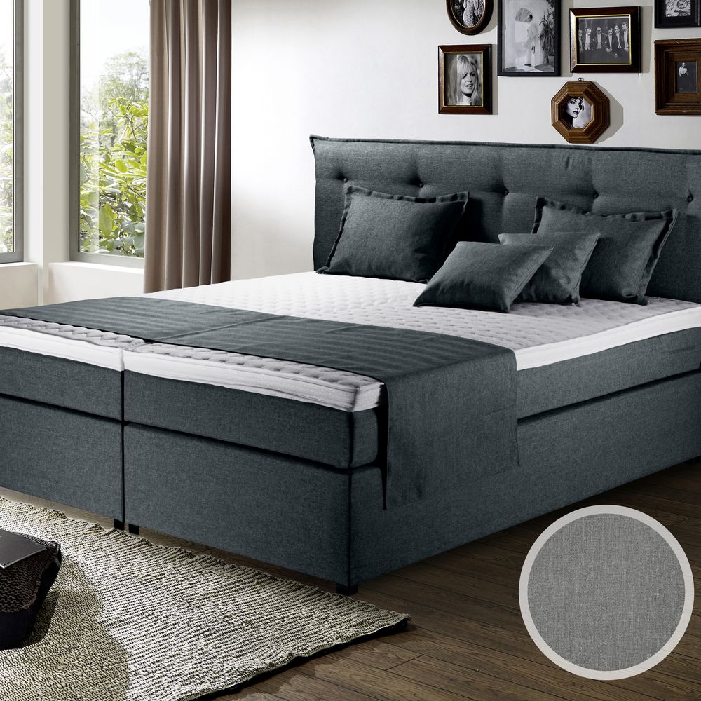 Winkle »Herzog« Boxspringbett 160x200 cm / 9147 Grau / H2 Image