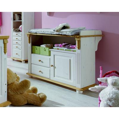 INFANSKIDS »Romantik« Babyzimmer Wickelkommode weiss gewachst/gelaugt