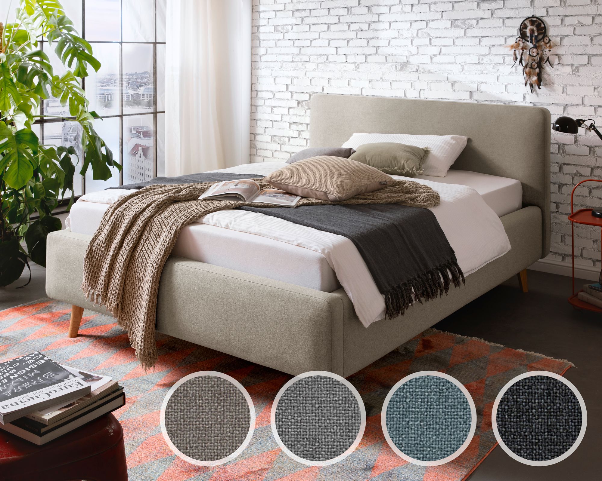 meise.möbel »Mattis« Polsterbett 180x200 cm / Hellgrau / ohne Bettkasten