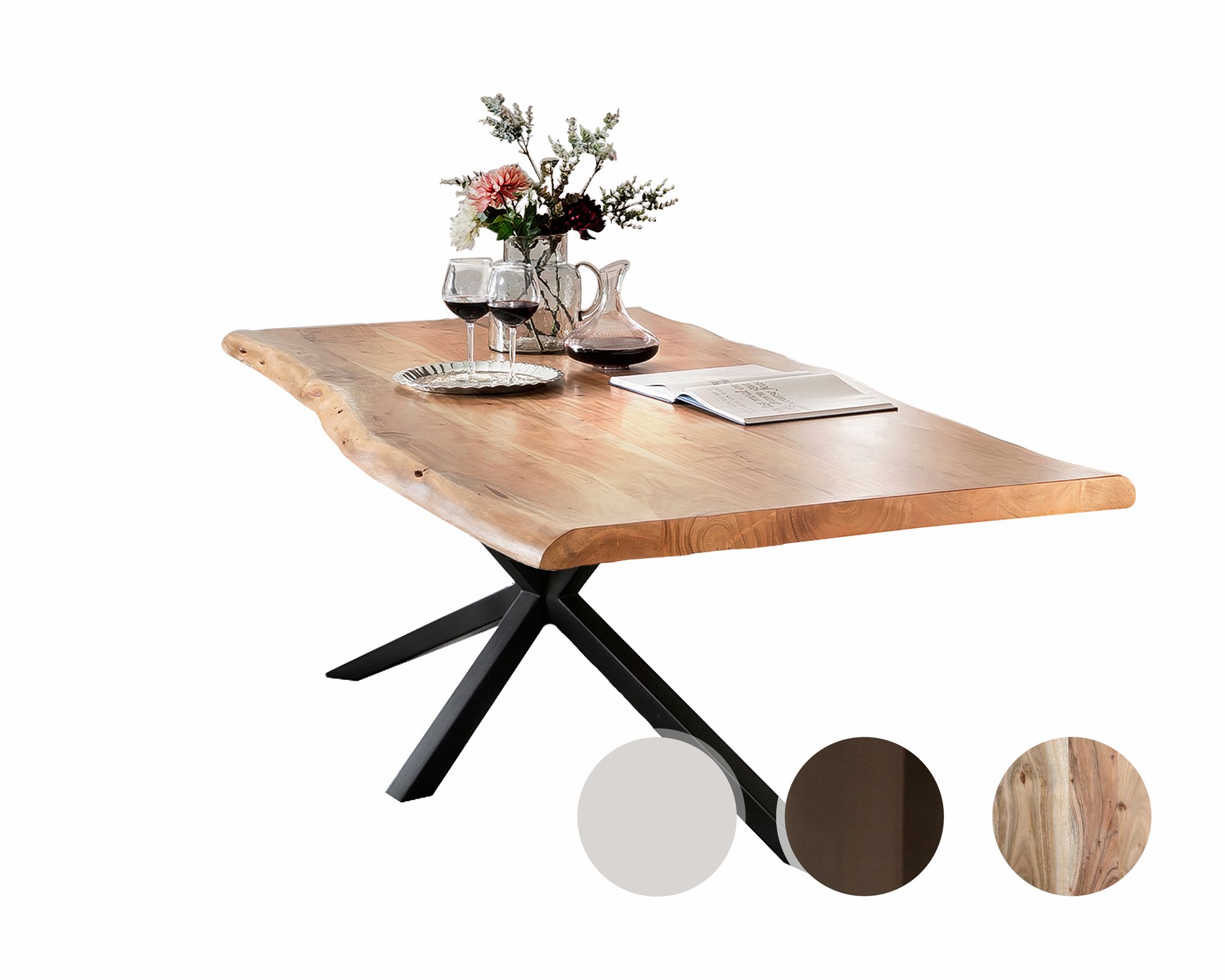 SIT Tops & Tables Massivholz Esstisch Futura 200x100 cm / Eisen antikschwarz / 3,6 cm