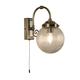 Searchlight 3259AB Belvue One Light Wall Light in Antique Brass with Round Ribbed Glass Shade