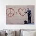 Wrought Studio™ Peaceful Hearts Doctor by Banksy - Wrapped Canvas Graphic Art Print Canvas in Black | 12 H x 18 W x 1.5 D in | Wayfair