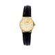 I LUV LTD 9ct Gold Ladies Wristwatch Champagne Face - Black Leather Strap - Gift Box