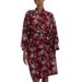 Gorgeous in Claret,'Grey Batik Bali Flowers on Claret Color Rayon Short Robe'