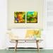 Bay Isle Home™ 'Tropical Birds of Paradise'-2 Piece Set Wrapped Canvas Graphic Art Print Canvas in Green/Yellow | 16 H x 32 W x 2 D in | Wayfair