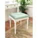 Ophelia & Co. Vanover Solid Wood Vanity Stool Linen/Wood/Upholstered in Gray/Green/Blue | 19 H x 17 W x 16 D in | Wayfair