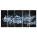 Orren Ellis 'Glitzy Mist XLIV' 5 Piece Graphic Art on Canvas Set Canvas in Black/Blue/White | 30 H x 60 W x 0.75 D in | Wayfair