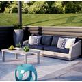 Wade Logan® Castelli Sofa Seating Group w/ Sunbrella Cushions, Wicker in Blue | 31 H x 96 W x 33 D in | Outdoor Furniture | Wayfair