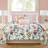 Vera Bradley Coral Floral Cotton Reversible Comforter Set Polyester/Polyfill/Cotton Sateen in Blue/Green/Pink | King Comforter + 2 Shams | Wayfair