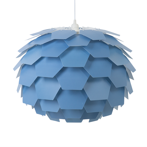 Hängeleuchte Blau Blumenform Zapfen großer Schirm Kinderzimmer Beleuchtung Modernes Design