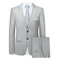 Hanayome Mens Suits 3 Piece Slim Fit Wedding Tuxedo Suit Men Button Formal Suit Blazer Jackets Waistcoat Trousers -Grey 38