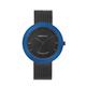 Comb-o & Co. "Oblò Black – Blue Quartz Stainless Steel 316L IP Matte Black Cover Blue Mesh Unisex Watch, Black, bracelet