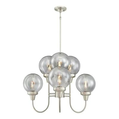 Westinghouse 63253 - 6 Light Brushed Nickel Smoke Grey Glass Globes Chandelier Light Fixture (6 Light Byron Chandelier, Brushed Nickel Finish)