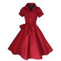 Vintage 40's 50's Style Rockabilly/Swing/PIN UP Cotton Evening Party Tea Dress Sizes 8-20 (Red, 6)