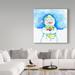 Trademark Fine Art 'Snowman Holding Hearts' Acrylic Painting Print on Wrapped Canvas in Blue/Green/Red | 14 H x 14 W x 2 D in | Wayfair