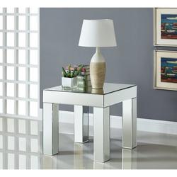 House of Hampton® Nevels Mirrored End Table Mirrored/Glass in Gray | 24 H x 22 W x 22 D in | Wayfair 76C46C7F7D9A49FD85DC523988449064