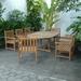 Bayou Breeze Kranz Extension 9 Piece Teak Outdoor Dining Set Wood/Teak in Brown/White | 33 H x 87 W x 42 D in | Wayfair