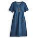 Women's Plus Short-Sleeve Knee-Length Skimmer Dress, Lighthouse 2XL