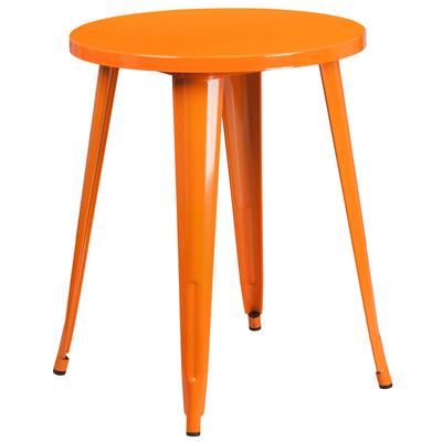 Flash Furniture CH-51080-29-OR-GG 24" Orange Metal Indoor / Outdoor Round Cafe Table