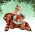 The Holiday Aisle® Fifield Santa on Pony Figurine Ornament Derevo Collection Wood in Brown | 4 H x 3 W x 2.5 D in | Wayfair