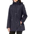 Calvin Klein womensCW526589Classic Quilt Body with Diamond Body Pattern and Hood Quilted Lightweight Jacket - Blue - Medium