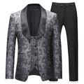 Sliktaa Mens Suits 3 Piece Slim Fit Wedding Business Dinner Tuxedo Button Grey Suit Blazer Jacket Waistcoat Trousers, L, Grey