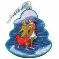 G Debrekht Holiday Splendor Palekh Skating Couple Scenic Glass Ornament Glass in Blue/Red | 4 H x 3.5 W x 2 D in | Wayfair 762-022