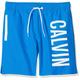 Calvin Klein Boy's Medium Drawstring Swim Trunks, Blue (Electric Blue Lemonade 413), 8-10