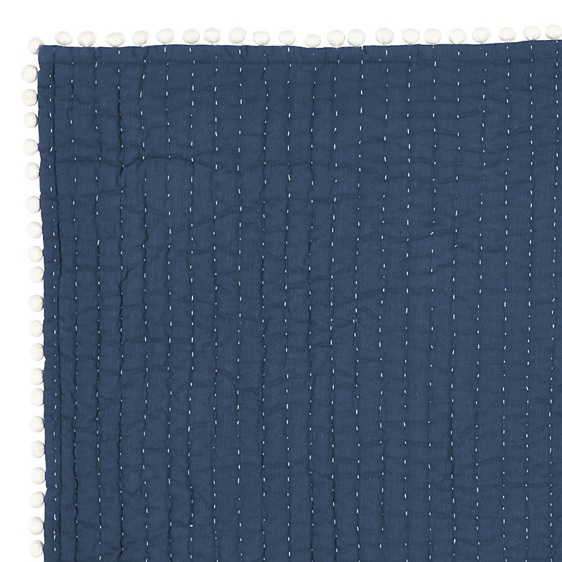 Audree Pom Pom Quilt - Indigo, Full/Queen - Ballard Designs