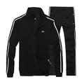 Goorape Men's Classic Striped Winter Tracksuit Running Joggers Sports Warm Sweatsuit Big Black XXXXXL