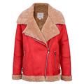 Charcoal Fashion Oversize Shearling Aviator Biker (08JW18 Red) (16)