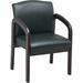 Office Star Wood Guest Chair - Mahogany Finish Wood/Black Faux Leather