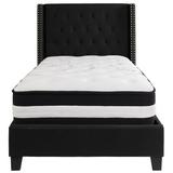 Lark Manor™ Aluino Tufted Platform Bed w/ Pocket Spring Mattress Upholstered/Polyester in Black | 48 H x 46.75 W x 81.5 D in | Wayfair