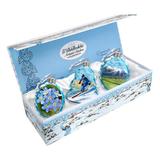 G Debrekht Keepsake 3 Piece Arctic Holiday Shaped Ornament Set Glass in Blue/Green | 2 H x 9 W x 4 D in | Wayfair 770114S3