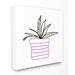 Wrought Studio™ 'Pink Pot Succulent Line' Print Canvas in Blue/Gray/White | 17 H x 17 W x 1.5 D in | Wayfair VRKG3042 39062307