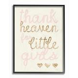 Stupell Industries Thank Heaven For Little Girls Sequin Oversized Canvas Art Wood in Brown | 11 H x 14 W in | Wayfair brp-1896_fr_11x14