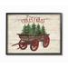 The Holiday Aisle® 'Merry Christmas Tree Wagon' Graphic Art Print Canvas in Green/Red | 11 H x 14 W x 1.5 D in | Wayfair THLY1755 44223474