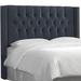 Joss & Main Anthony Upholstered Wingback Headboard Metal/Polyester in Black | 56 H x 83 W x 8 D in | Wayfair WRLO7021 40764523