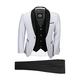 Mens White Black 3 Piece Tuxedo Suit Wedding Prom Party Grooms wear Retro Tailored Fit [Chest UK 42 EU 52,Trouser 36",White-Black]