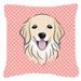 Caroline's Treasures Checkerboard Golden Retriever Indoor/Outdoor Throw Pillow Polyester/Polyfill blend in Pink | 18 H x 18 W x 5.5 D in | Wayfair